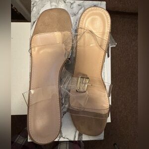 Transparent Strap Tan Women's Sandals